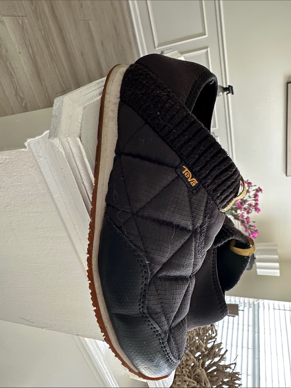 Teva Quilted Slip-On Shoe in Black with Brown Sole